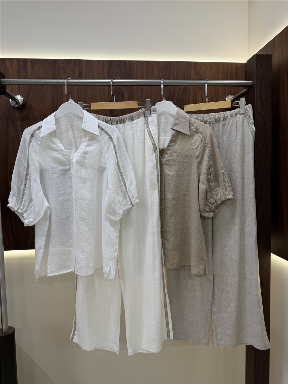Short Linen Drawstring - طقم نسائي كاجوال من قطعتين: قميص