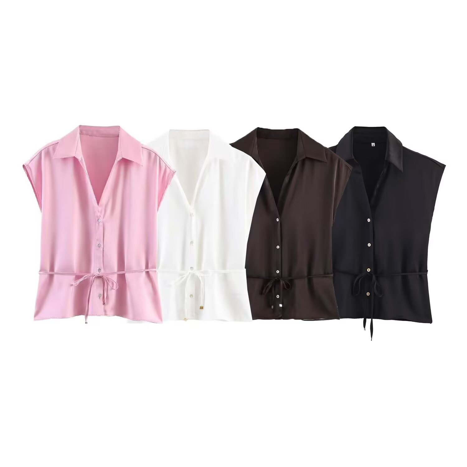 Shirt Camp Collar - بلوزة نسائية أنيقة من ويلشيلا بحزام