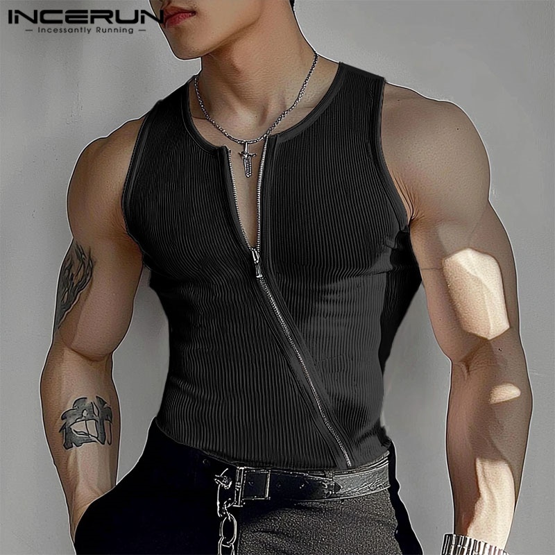 Tank Top Muscle - INCERUN الرجال تانك القمم بلون محبوك