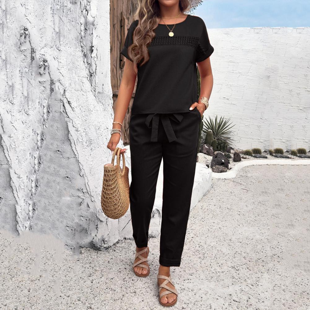 طقم نسائي مكون من قطعتين: بلوز - مراجعة Short Linen Drawstring وسعره