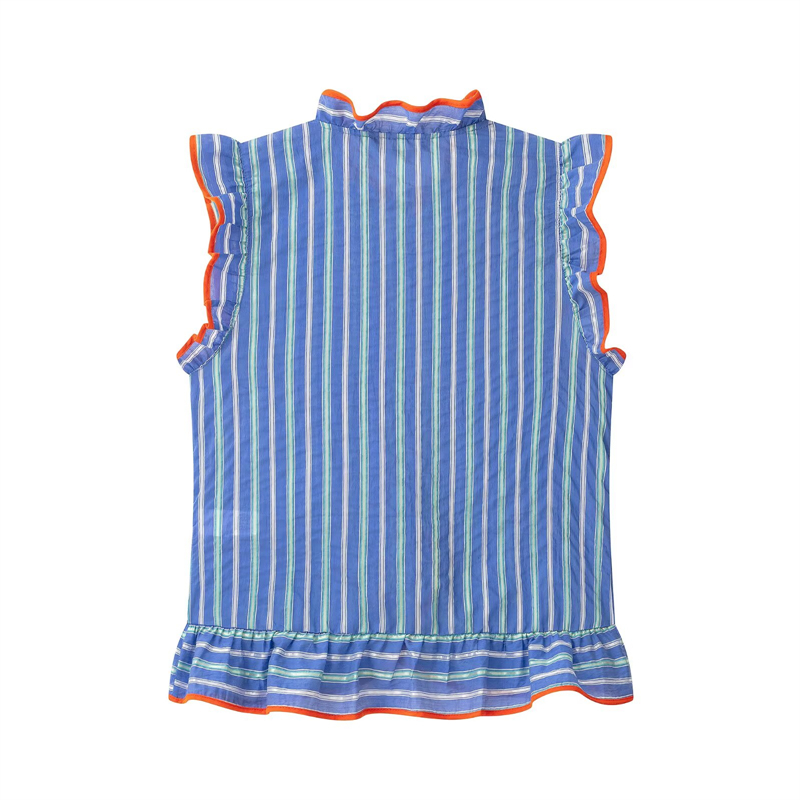قميص نسائي أزرق بدون أكمام بخط - مراجعة Shirt Camp Collar وسعره