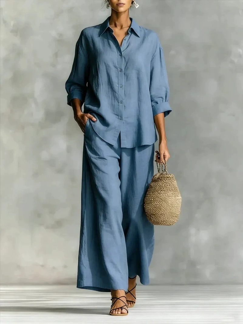 طقم نسائي جديد مكون من قميص بأ - مراجعة Linen Shirt Breathable وسعره