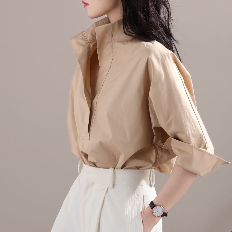 قميص نسائي فضفاض بياقة عالية و - مراجعة Shirt Camp Collar وسعره