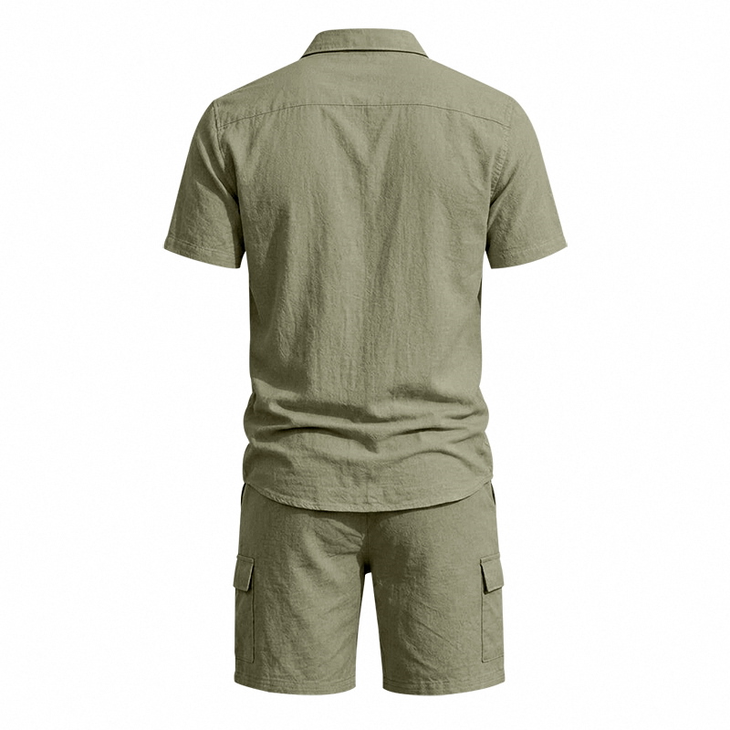 طقم صيفي أمريكي للرجال من قطعت - مراجعة Short Linen Drawstring وسعره
