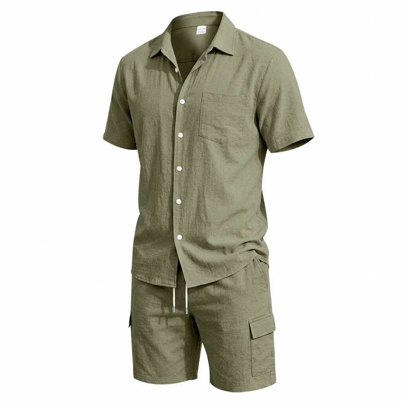 طقم صيفي أمريكي للرجال من قطعت - مراجعة Short Linen Drawstring وسعره